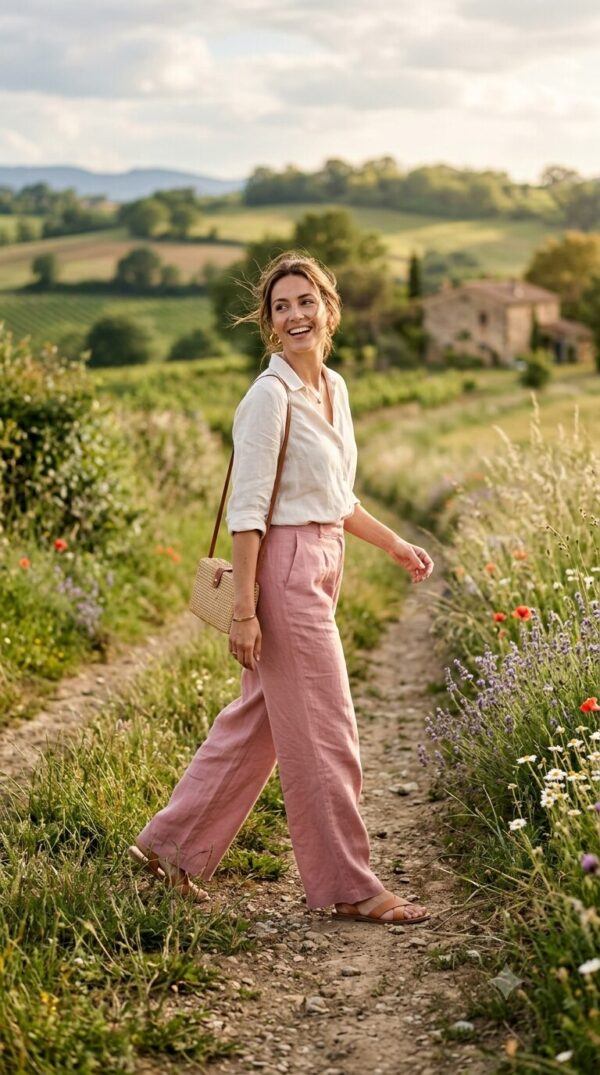 Pantalon en Lin Décontracté